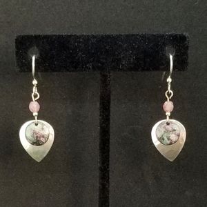 Hammered teardrop pink crystal earrings